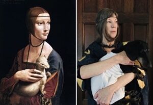 da Vinci painting and real-life modern recreation 