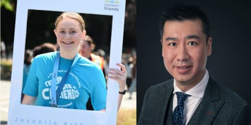 Student Ciara Mahaffy during a run to support Juvenile Arthritis; Donor Tom Yen